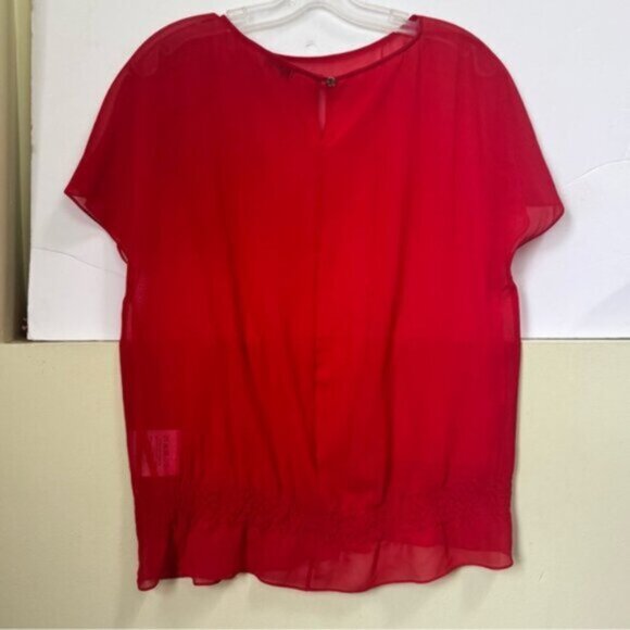 Ted Baker Floral Applique 3D Chiffon Sheer Top Blouse Crew Loose Red Box Fairy S - Picture 5 of 16